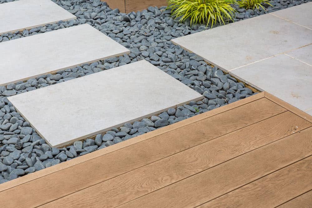 commercial landscaping services showing pathway and decking